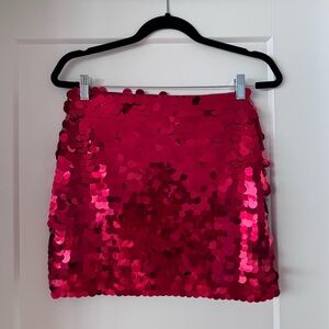 Red Sequin Short Skirt